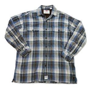 VTG Levi's Mens L Long Sleeve Button Up Blue Plaid Flannel Shirt heavyweight 90s